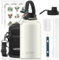WATERSY Isolierte Edelstahl Trinkflasche 64oz Vakuumisolierte Thermosflasche mit 2 Deckel Auslaufsichere Wasserflasche 1890 ml Doppelwand Flasche Metall Sport für Sport, Camping, Gym