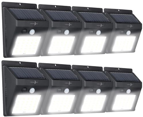 Lunartec LED Fluter: 8er-Set Solar-LED-Wandleuchten mit Bewegungsmelder, 100 Lumen, IP44 (Solar-Strahler mit Bewegungsmelder, Flutlichter, Hausnummer)