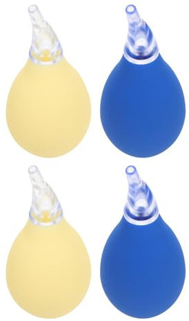 Manueller Babynasenreiniger mit Saugnadel, 4 Stück, Pvc, Blau Beige | Sanfte Nasenpflege für Neugeborene, Abnehmbar zur Reinigung, Kontrollierte Absaugung, für Schleim