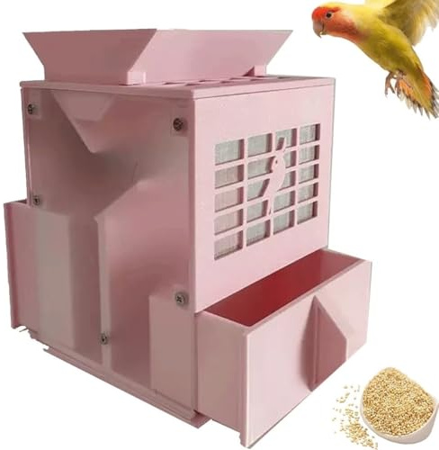 Vogelfutter-Reinigungsmaschine, Vogelfutter-Schalenspalter, Getreideblasmaschine Mit Einstellbarem Lüfter, Getreidewerfer-Siebmaschine, for Hirse Und Verschiedene Getreidesorten(Pink)