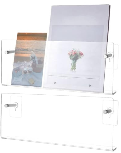 UNICRAFTALE 2 Stück Acryl Zeitschriftenhalter Transparente Wandmontierte Acryl Display Ständer Schwebendes Zeitschriftenregal Verstellbare Aufhängbare Buchhalter Für Büro Zuhause