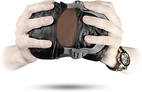 normani Ultralight Schlafsack Runty KOMPAKTE GRÖßE! 3D Mikrofaser Microtech Füllung, wasserdichter Sommerschlafsack Braun 210 cm x 75 cm x 60 cm (Links)