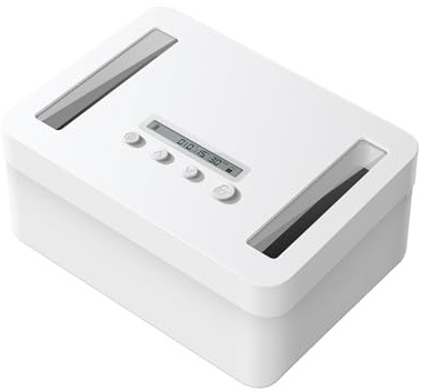 Vaydeer Handy-Safe mit Timer aus Metall, Weiß | Timer bis 365 Tage, USB-C-Notstromversorgung, Kindersicherung, für Handy, Snacks, Schlüssel und mehr