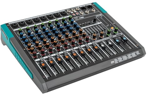 Mischpult Audio Mixer,8-Kanal-Audio-Mischpult mit 48-V-Phantomspeisung,Bluetooth-Funktion,mit LCD-Display,für KTV-Privaträume,Aufnahmestudios,Übertragungsräume