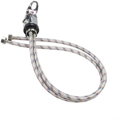 RV-Dusch-Mischventil mit 80 cm Einlass- und Auslassrohren zum Einstecken G1/2, Zinklegierung und Edelstahl, für Wohnwagen und Wohnmobile (rotblau)