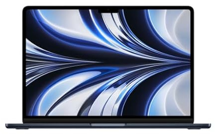 Apple MacBook Air 2022, M2 Chip mit 8-Core CPU und 10-Core GPU (13-Zoll, 16GB RAM, 512GB SSD-Speicher) (QWERTY Deutsch) Mitternacht (Generalüberholt)