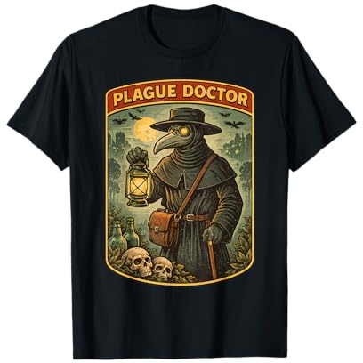 Plague Doctor Gothic-Horror im Retro-Comic-Stil T-Shirt