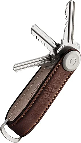 Orbitkey, Premium-Leder-Schlüsselanhänger 2.0 Espresso with Brown Stitching