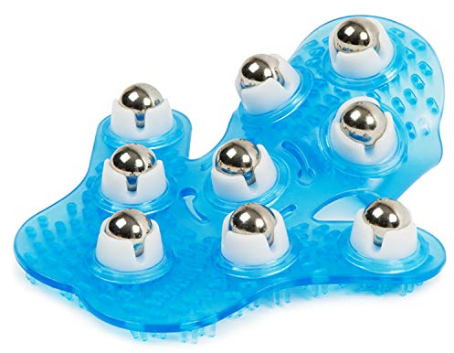 Outton Glove Massager Palm Shaped Hand Massage Manual 9 360-degree-roller Mental Roller Ball Blue
