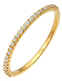 Elli DIAMONDS Ring Women Geo Microsetting with Diamond (0.125 ct.) in 585 Yellow Gold