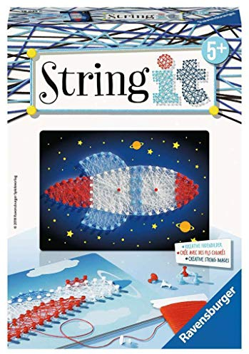 Ravensburger 18035 String it Mini Vehicle – Kreative Fadenbilder mit Flugzeug und Rakete, für Kinder ab 5 Jahren
