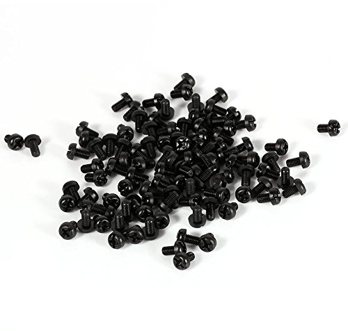 100 Stück Bolzenschrauben aus Nylon, M3 Schrauben, Muttern, Bolzen, runder Kopf, Kreuzschlitz, zylindrisch, Nylon, 5 mm (schwarz)