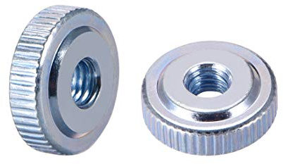 sourcing map Round Knurled Thumb Nuts Conector Lock Adjusting Nuts, M5 Female Threaded Thin Type, Blue Zinc Plating, Pack of 10