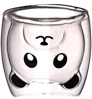 Süße tassen KaffeeTeegläser Trinkgläser Kaffeeglas Doppelwandige IsoliergläserEspressotasse Bär Katze Becher (Panda)