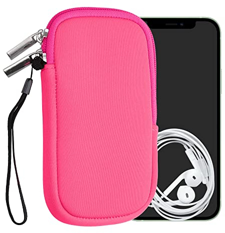 kwmobile Handytasche für Smartphones M - 5,5 - Neopren Handy Hülle Neon Pink - Handy Tasche 15,2 x 8,3 cm Innenmaße