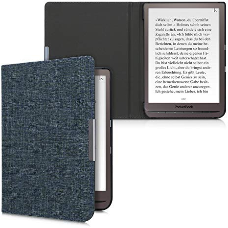 kwmobile Coque Liseuse Compatible avec Pocketbook InkPad 3/3 Pro/Color/Vivlio InkPad 3 - Coque avec Rabat Magnétique en Tissu Textile pour Liseuse Électronique