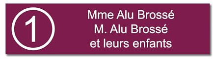 Plaque gravée pour nom et numéro boîte aux lettres autocollante 10x2,5cm personnalisée 1 à 3 lignes Bordeaux