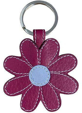 Mala Leather Daisy Leather Keyring (Pink)