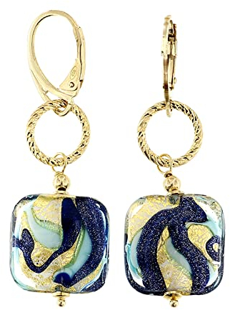 Venetiaurum - Boucles d'Oreilles Longues pour Femme avec Pierres en Verre de Murano Original et Argent 925 - Bijou Certifié Made in Italy