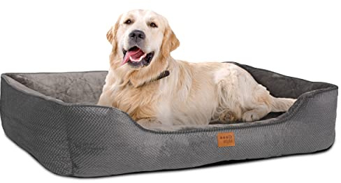 ib style Milo Hundebett, Hundekorb waschbar, Hundecouch, Schlafplatz mittelgroße Hunde, Hundesofa, Anti-Rutsch, L Grau