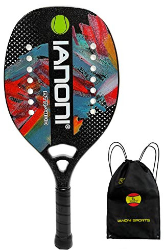 Raqueta de tenis de playa Raqueta de tenis de playa Fibra de carbono con espuma viscoelástica EVA Palas de tenis (negro)