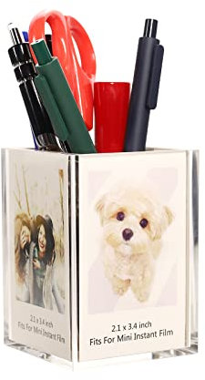 GOLDBARLEY Mini-Bilderrahmen für Fujifilm Instax Mini 11 9 8 8+ 70 7S 90 25, Polaroid, Lomography Mini 7,6 cm Film, transparente Acrylbox, Vase, Stifthalter, Make-up-Organizer, Schreibtisch-Organizer