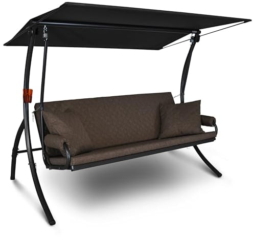 Angerer Freizeitmöbel GmbH Hollywoodschaukel Elegance Joy - Gartenschaukel Made in Germany - Schaukel zum Sitzen, Liegen und Entspannen - inklusive Bett-Funktion - einfache Montage (Taupe)
