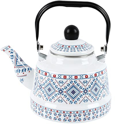 2. Tetera de cerámica esmaltada de 5 l, tetera Vintage de acero inoxidable, tetera de agua caliente para el hogar para estufa de cocina (azul) little surprise
