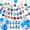 EASY JOY Weltraum Geburtstag Deko, 74er-Set Planet Luftballons Luftschlangen Happy Birthday Banner Girlande Kuchendeko Sonnensystem Space Astronauten für Jungen Kindergeburtstag Geburtstag
