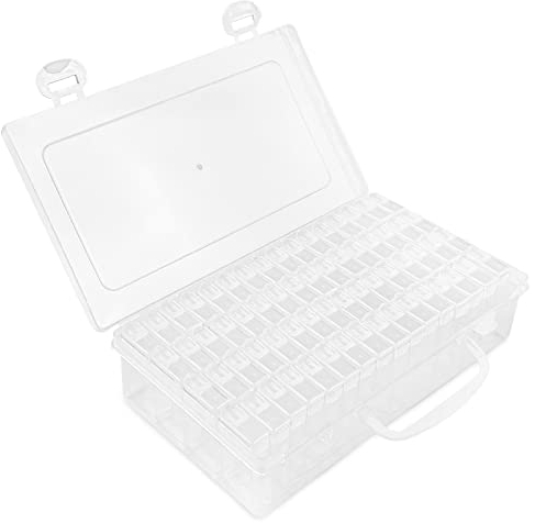 Relota 5D Diamond Painting Zubehör Boxen, 64 Fächer Kunststoff Dosen Diamant Painting Aufbewahrungsbox, Transparent Diamant Stickerei Box für Diamantmalerei, Strass, Perlen, Nagel, DIY Handwerk