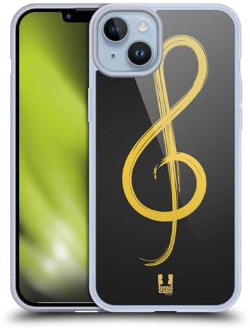 Head Case Designs Oro Arte de La G-Clave Caso de Gel Suave Compatible con Apple iPhone 14 Plus