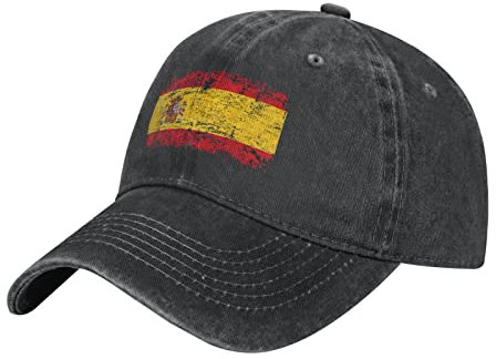 BAAROO Washed Denim Bandera España (31) Gorra de Béisbol Hombres Negro Vintage Algodón Sombrero Unisex Sombreros, #1362, M/Talla única, #1362, talla única-M