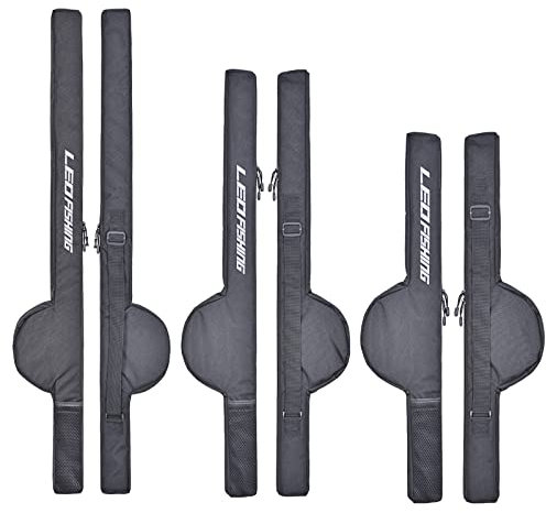 LEOFISHING Custodia portatile per canna da pesca pieghevole, design speciale per canne da pesca con mulinelli, 3 dimensioni, Nero, S, Bagaglio a mano