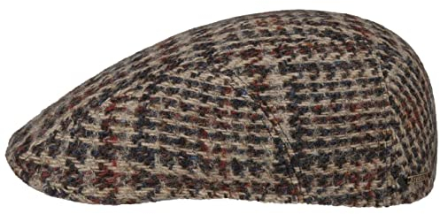 Stetson Hoback Ivy Virgin Wool Flatcap Mehrfarbige Gefütterte Schiebermütze Robuste Wintermütze Made in EU Herren Herbst/Winter beige 57 cm