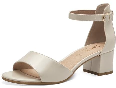 Jana Damen Sandalen mit Absatz Festlich Vegan, Beige (Beige Patent), 37 EU