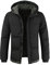 Herren Pufferjacke Wasserdicht Dicke Winterjacke Solide LäSsig Stehkragen Daunen ReißVerschluss Warme Baumwolljacke MäNtel Sportlich Plus GrößE Warmer Dicker Skimantel(Black,L)