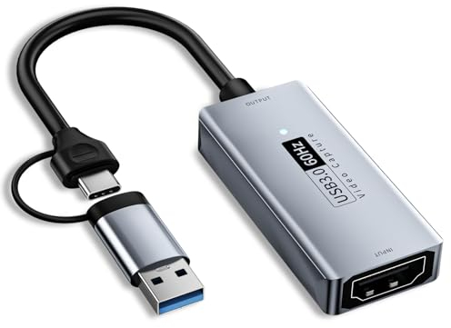 capturadora Video Newhope, capturadora HDMI a USB/USB C 3.0, 1080P HD 60fps Grabber de Audio de Video en Vivo y grabación para Juegos, transmisión, enseñanza, videoconferencia