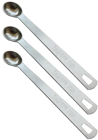 BERYLER 3PCS 1/4 Teaspoon(1/4tsp, 1.25 ml, Tad) Single Tiny Measuring Spoon, Small Individual Stainless Steel Measure Spoons Only