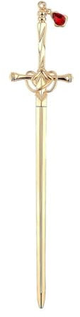 Chinese Hairpin Sword Shape Hair Stick Ruby Pendant, Vintage Style Hair Buns Chopsticks, Chinese Style Accessories for Women Girls Gifts(gold)