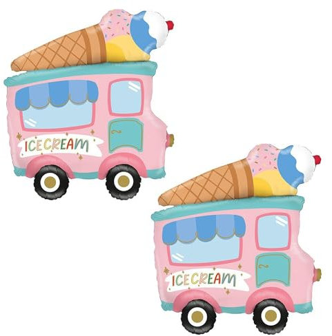 CHANGZHONG Luftballons Eiscreme-LKW 2 Stück Eiscreme-Truck Ballons Große Schöne Karikatur Dekor Kindergeburtstag Geburtstag Party Dekoration für Jungen Mädchen Geburtstagsdeko Sommer Party Dekoration