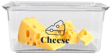 Gzsekken Airtight Cheese Container with Lid - Fridge Storage Box for Cheese Chunks & Slices - BPA-Free Organizer