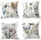 Litinliv 4er Set Leinen Kissenbezug,45 x 45 cm Blumen Kissenbezug,Abstrakte Blumen Aquarellmalerei Dekokissen,Blumen Vogel Kissenhülle,Quadratisch Dekokissen,für Sofa Schlafzimmer Couch