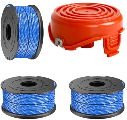 Bobina di filo per decespugliatore Black and Decker A6441 597862-00, 12,2 m x 1,65 mm, ricambio per decespugliatore GL315, GL350, GL650, GL652, GL655, GL660, GL680 (3 bobine + 1 coperchio)