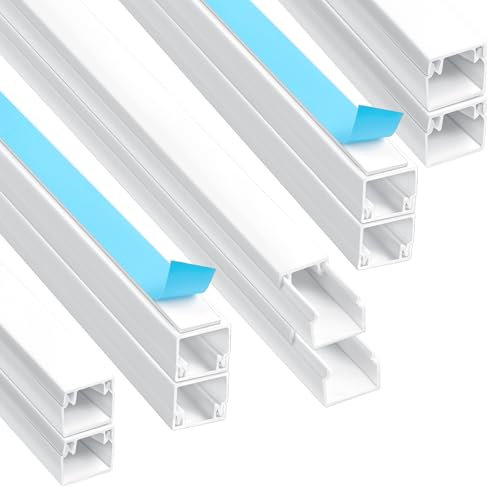 AiQInu Kabelkanal Weiß Selbstklebend(0,4m*12mm*12mm), 10 Stück Kabelkanal mit Schaumstoffband bereit, Montage an der Wand für Kabelmanagement Kabelkanal, Kabelführung