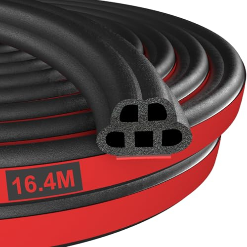 alophoty 16.4M Auto Türdichtung Selbstklebend, Universal Autotür Gummidichtung Selbstklebend, EPDM Dichtband Selbstklebend, Gummi Dichtungsband Selbstklebend für Auto Lkw Kfz Wohnmobile