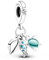 Blau Muschel Charm Stopper, Schildkröte Clip, Fisch Anhänger, Silber Charms für Armbänder, Bead Charms für Damen