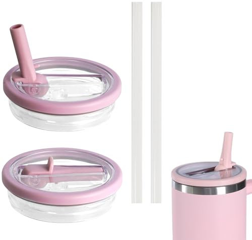 Ersatzdeckel Für Stanley 40oz Becher, 2 Stück Ersatzdeckel Becher Mit Flip Straw, Wiederverwendbarer Auslaufsichere Und Staubdichte Tumbler Für Stanley Cup Zubehör (2PCS,Rosa)