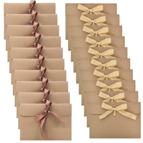 WeddHuis 20 Stück schöne Umschläge Kraft Umschläge mit Bögen, Vintage Kraft Urlaub Postkarte Umschläge für Weihnachten Geburtstag Valentinstag Hochzeit Geschenkkarte