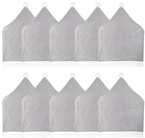 Morbuy Weihnachten Stuhlhussen 4-10er Set Nikolausmütze Esstisch Stühlen Set, 60x50cm Weihnachtsdeko Stuhlhussen Hussen für Esszimmerstühle, Weihnachtsfeier (Grau,10er Set)