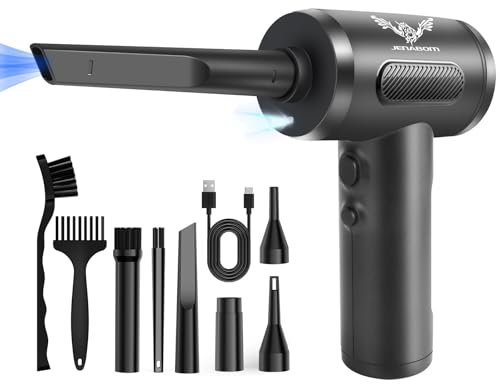 Plumeau à air comprimé Cordlesse 6000 mAh - Plumeau électrique portable avec lumière LED - Plumeau rechargeable pour clavier d'ordinateur - Charge rapide